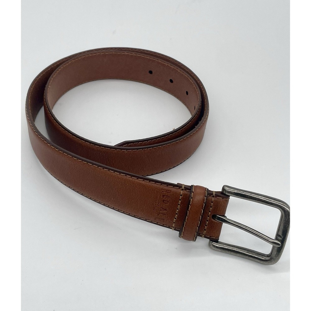 Red Ale‎ By Alesbury Brown Leather Brass Buckle Belt Men Sz 34, 34"-38" Casual